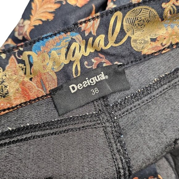Desigual  Womens Black Floral Print Trouser Jeans Size 38 US 4 Peony - Picture 7 of 9